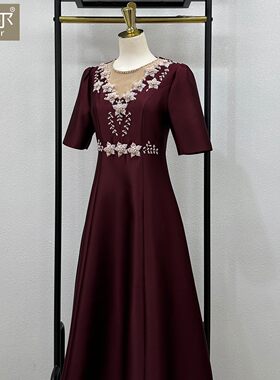 遮肚子年轻洋气妈妈装婚宴礼服喜婆婆母亲婚礼气质旗袍裙