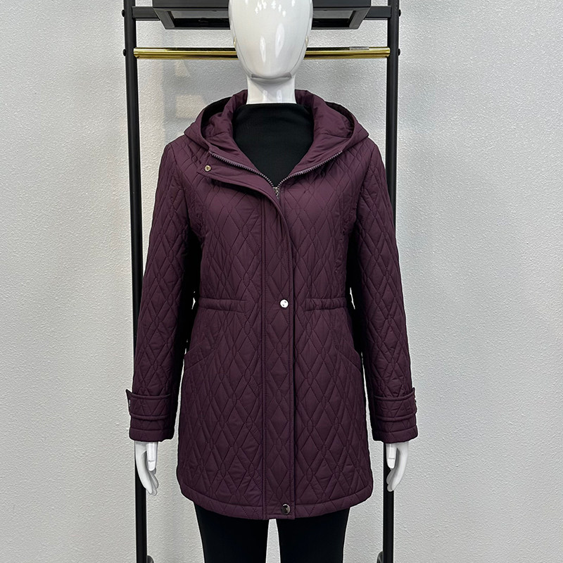 品牌2024秋季新款妈妈装时尚加棉外套中老年人女轻薄棉衣袄棉服冬