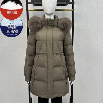 品牌真狐狸毛中老年加厚羽绒服女装大码显瘦妈妈装中长款冬季外套