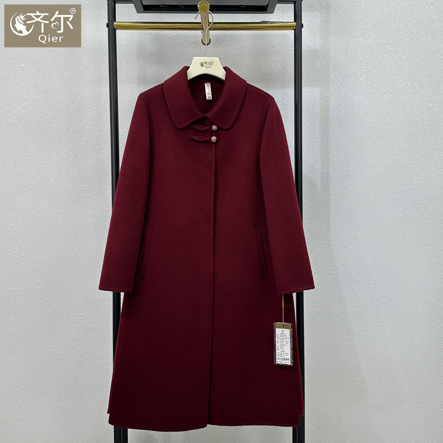 2025秋冬新款中老年双面羊毛大衣喜婆婆时尚妈妈100%绵羊毛呢外套