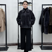 妈妈冬装 貂绒外套气质高端40岁50中老年女士秋冬皮毛一体大衣短款