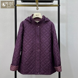 连帽保暖显瘦棉袄 棉服外套2025秋冬新款 品牌中老年妈妈时尚 薄款