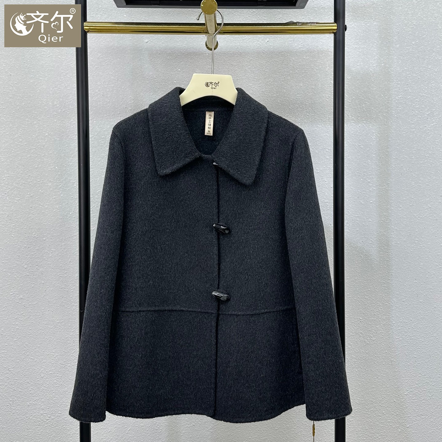 中年妈妈洋气双面毛呢子品牌秋冬季2025新款100%绵羊毛外套女短款