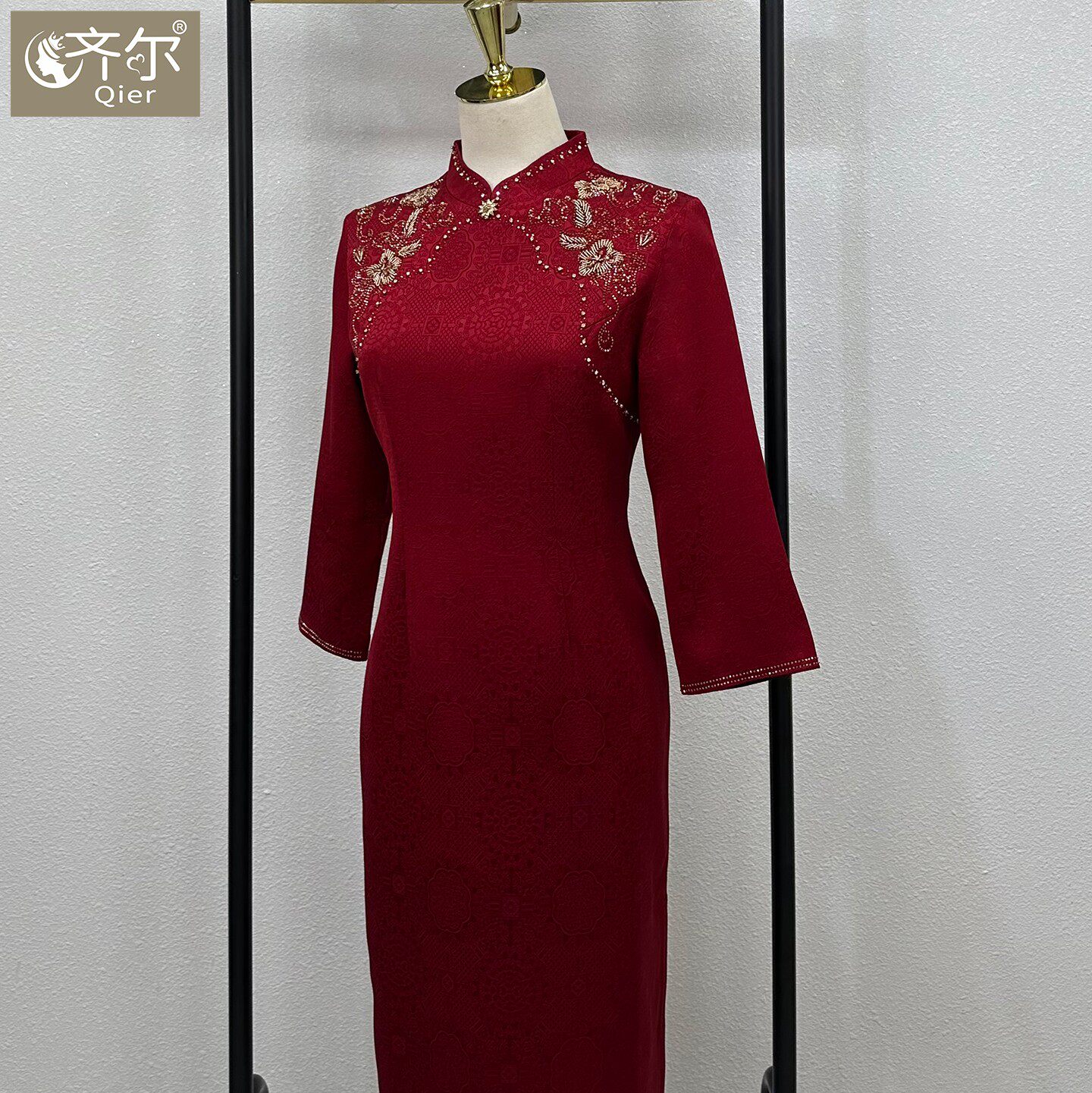 醋酸喜婆婆婚礼服妈妈结婚喜服婚宴装新款中式改良旗袍高贵年轻裙