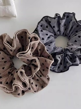 韩系简约雾面灰色爱心波点少女发夹甜美百搭日常扎发新款发饰发圈