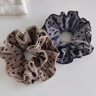 韩系简约雾面灰色爱心波点少女发夹甜美百搭日常扎发新款 发饰发圈