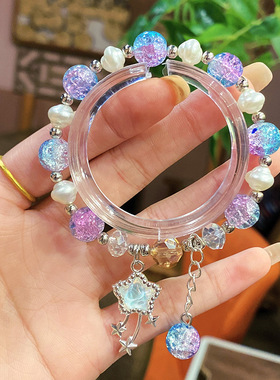 甜美手链小众琉璃森系水晶