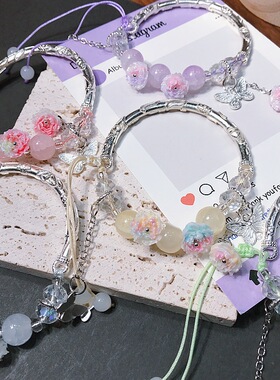 2条 中式蝴蝶编织可调节手链女孩古风清冷感百搭手链学生玻璃手链