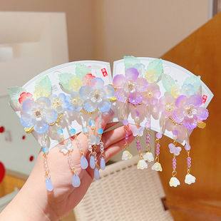 新款 公主流苏发夹中国风古风步摇国潮发饰 汉服头饰儿童古装