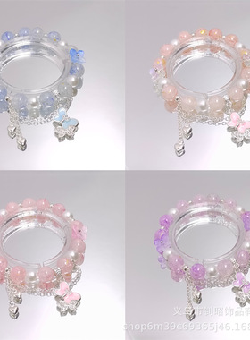 超仙珍珠翩翩蝴蝶流苏爱心手链女孩玻璃珠手链甜美轻奢百搭手串