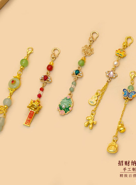 国风福牌吊坠挂件烧蓝双面蝴蝶精致挂坠diy 饰品服装配饰包包挂坠