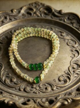 原创设计双圈水草仿绿玛瑙手串女新款国风复古碧绿玉色手链礼物女