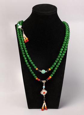 时尚百搭仿翡翠绿高级项链新中式汉服马面裙穿搭日常出游写真拍照