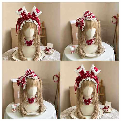 清晰甜美手作多色可爱波奈特Lolita兔耳朵 doll 蕾丝日常bnt发箍