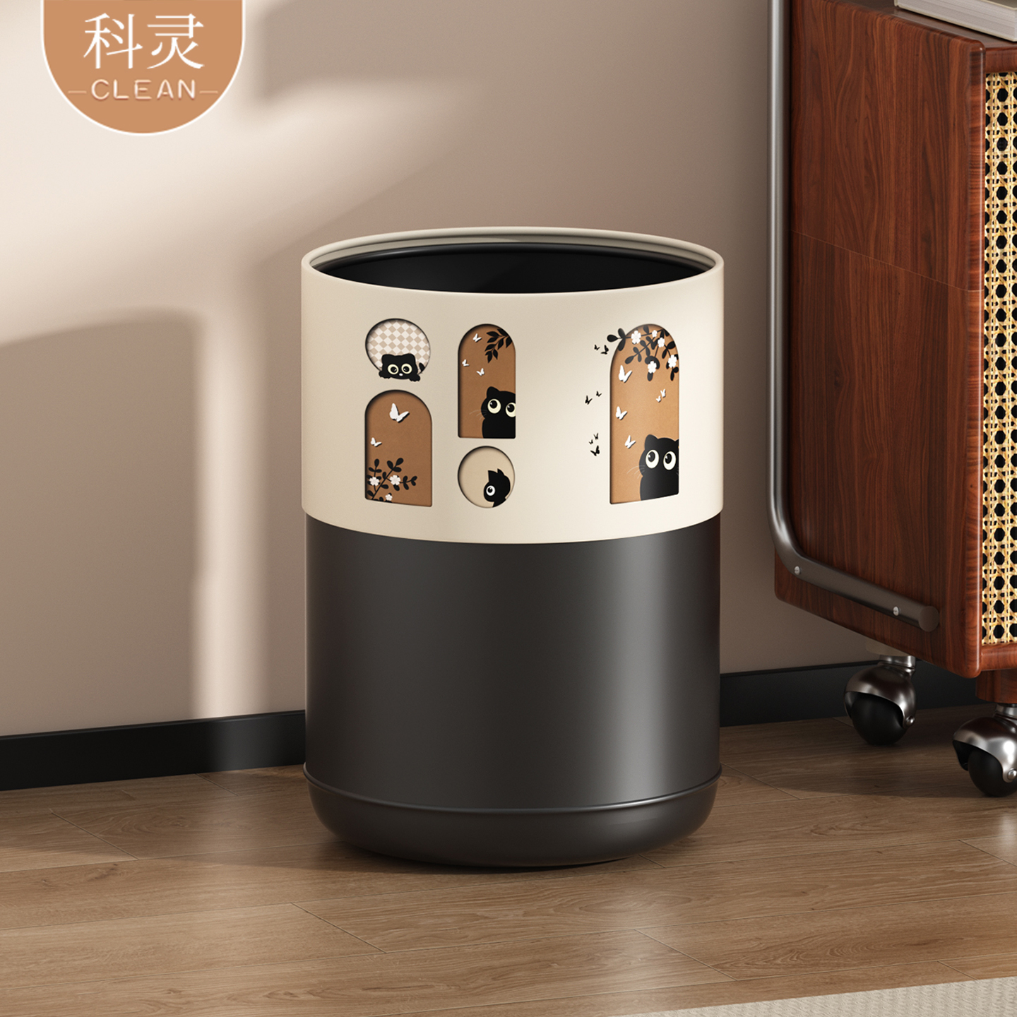 极简黑白撞色垃圾桶2025新款