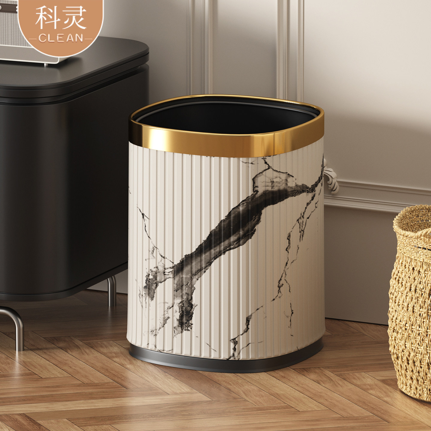 新中式垃圾桶家用客厅厨房卧室意式古风轻奢高档大容量2025新款,家庭/个人清洁工具,垃圾桶,淘宝优惠券,粉丝福利购,淘宝优惠卷