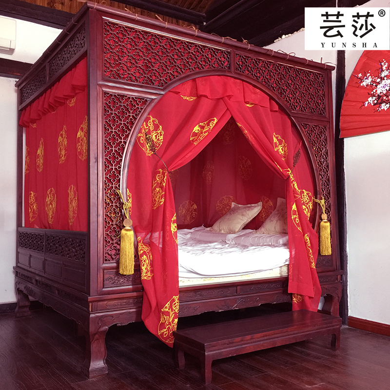 仿古典雙月拔步百子繡花款床幔