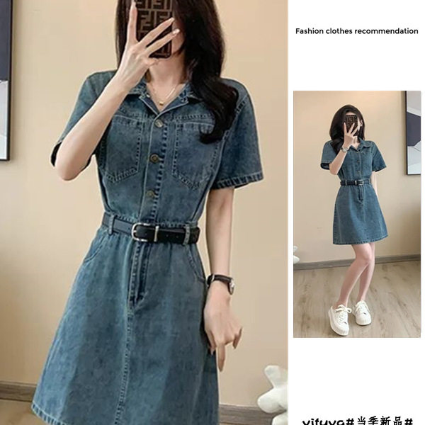 网红爆款牛仔连衣裙女春夏季新款连衣裙