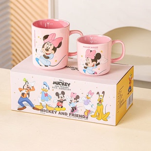 迪士尼米奇咖啡马克杯精美陶瓷杯情侣一对高颜值可爱把手喝水杯