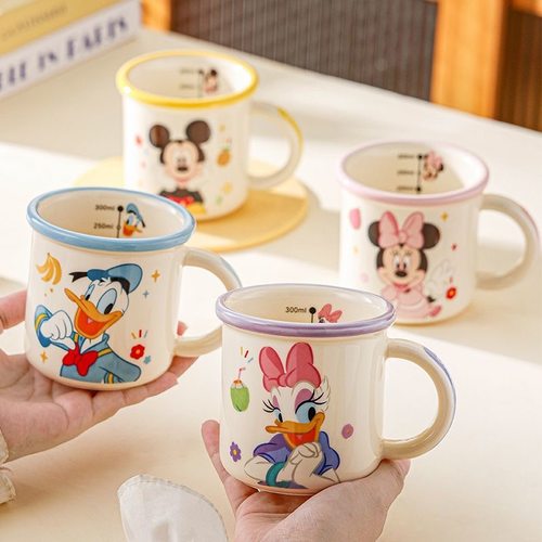 迪士尼米奇咖啡杯儿童喝水刻度杯