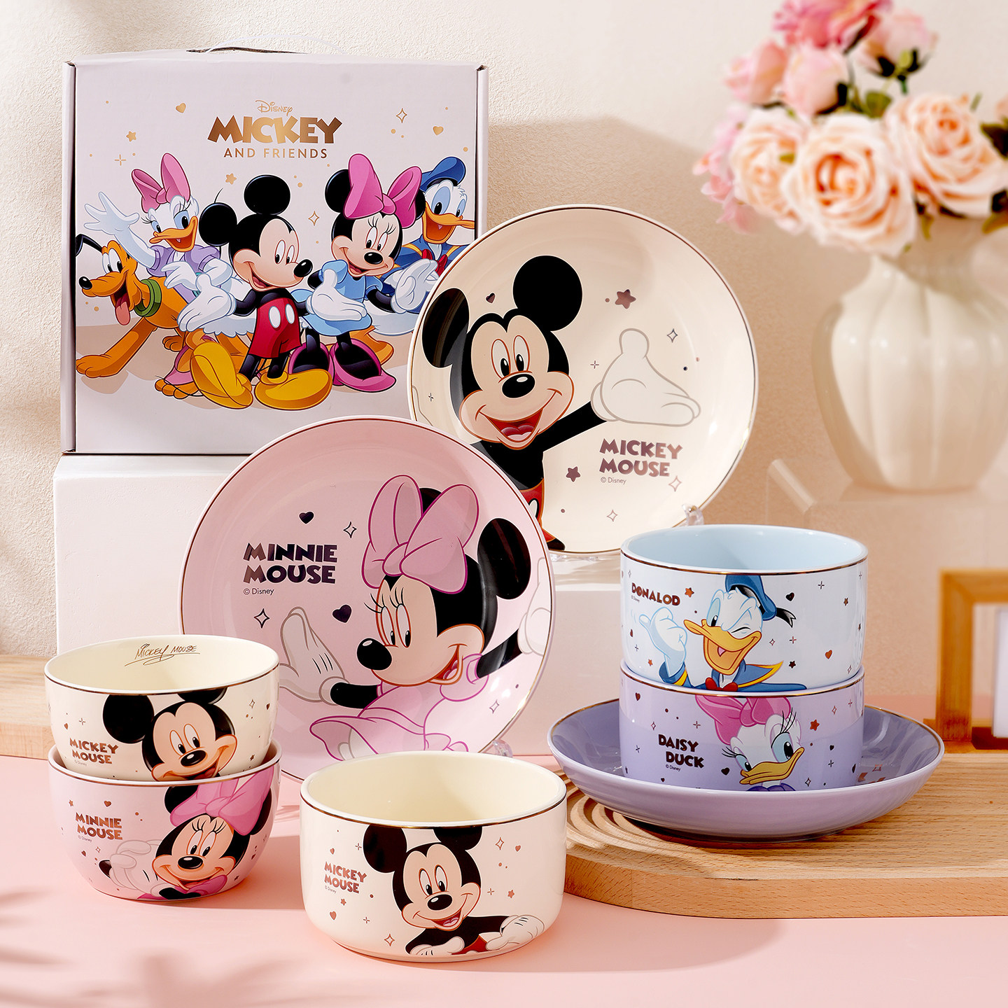 迪士尼正版米奇唐老鸭米饭碗面碗菜盘子高级情侣陶瓷餐具套装新款,餐饮具,碗,淘宝优惠券,粉丝福利购,淘宝优惠卷