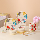 感陶瓷餐具套装 迪士尼正版 疯狂动物城饭碗菜盘杯子一人食餐盘仪式