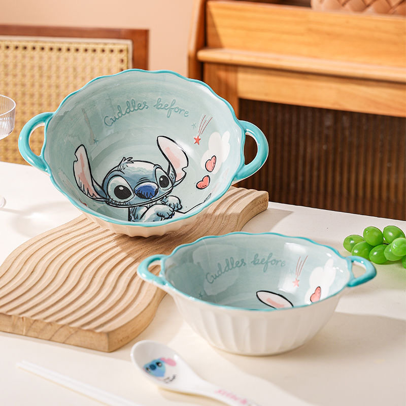 迪士尼星际宝贝史迪仔双耳碗酸菜鱼泡面汤碗盆大容量儿童陶瓷餐具,餐饮具,碗,淘宝优惠券,粉丝福利购,淘宝优惠卷