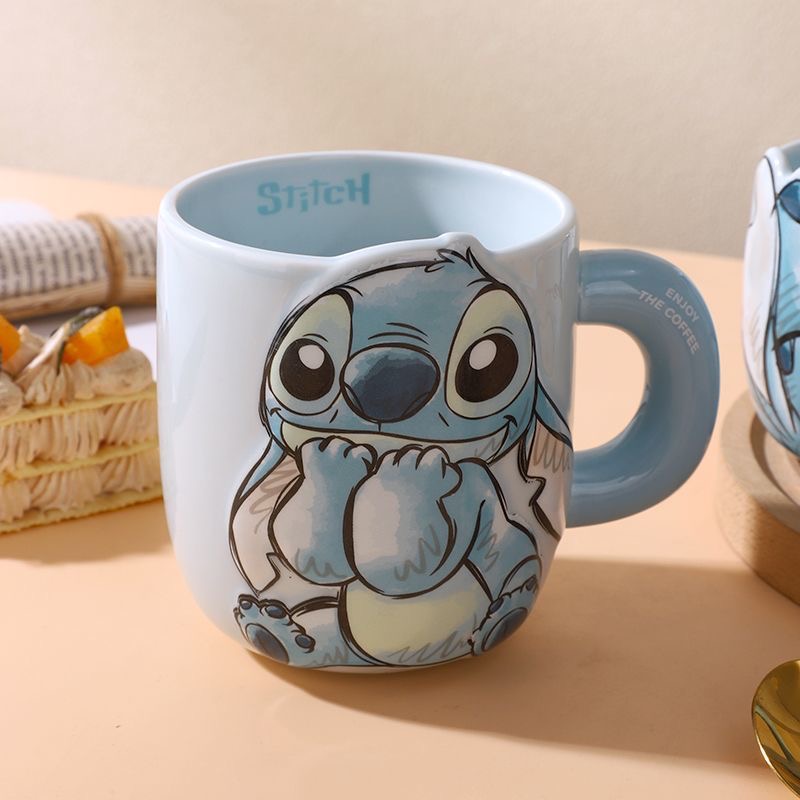 史迪仔咖啡喝水茶杯子蓝色