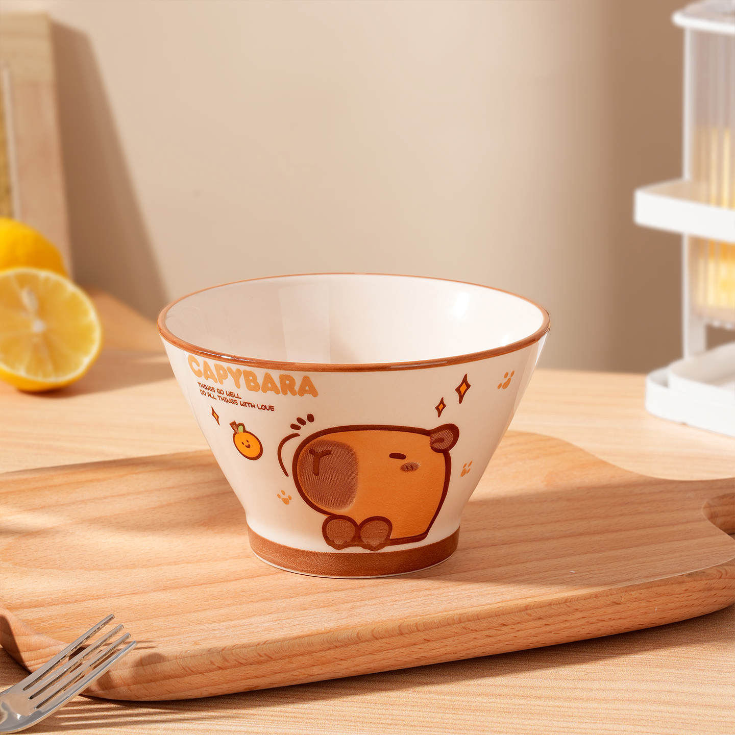 卡皮巴拉斗笠碗日式面碗卡通儿童