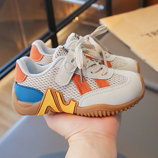 儿童网面鞋子2026春季新款撞色休闲透气男童跑步鞋爆款德训鞋女孩