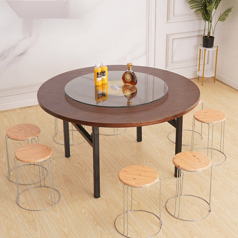 促销万怡居加厚大圆桌面实木圆桌子台面家用酒店可折叠杉木圆桌面