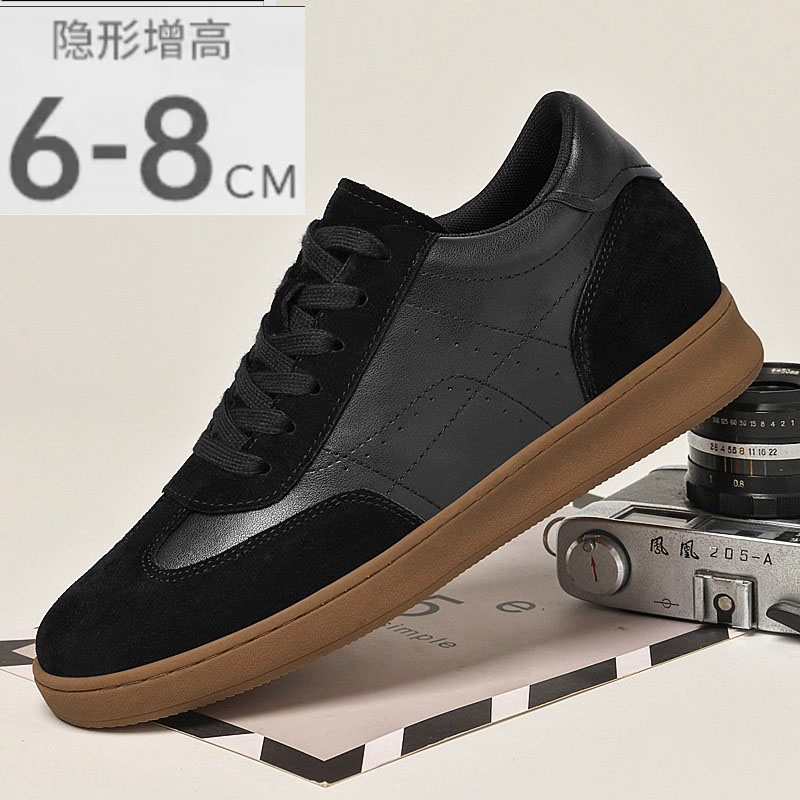 2025年秋冬季真皮6CM隐形内增高男鞋8CM板鞋男户外休闲鞋百塔潮鞋