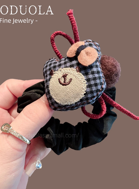 森系蓝咖色条纹花朵发绳可爱卡通蘑菇儿童发圈高弹力头绳小肠圈女