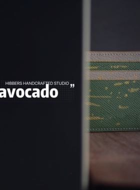 HIBBERS制法国Chevre山羊皮配EPSOM牛皮牛油果绿撞色真皮小卡包