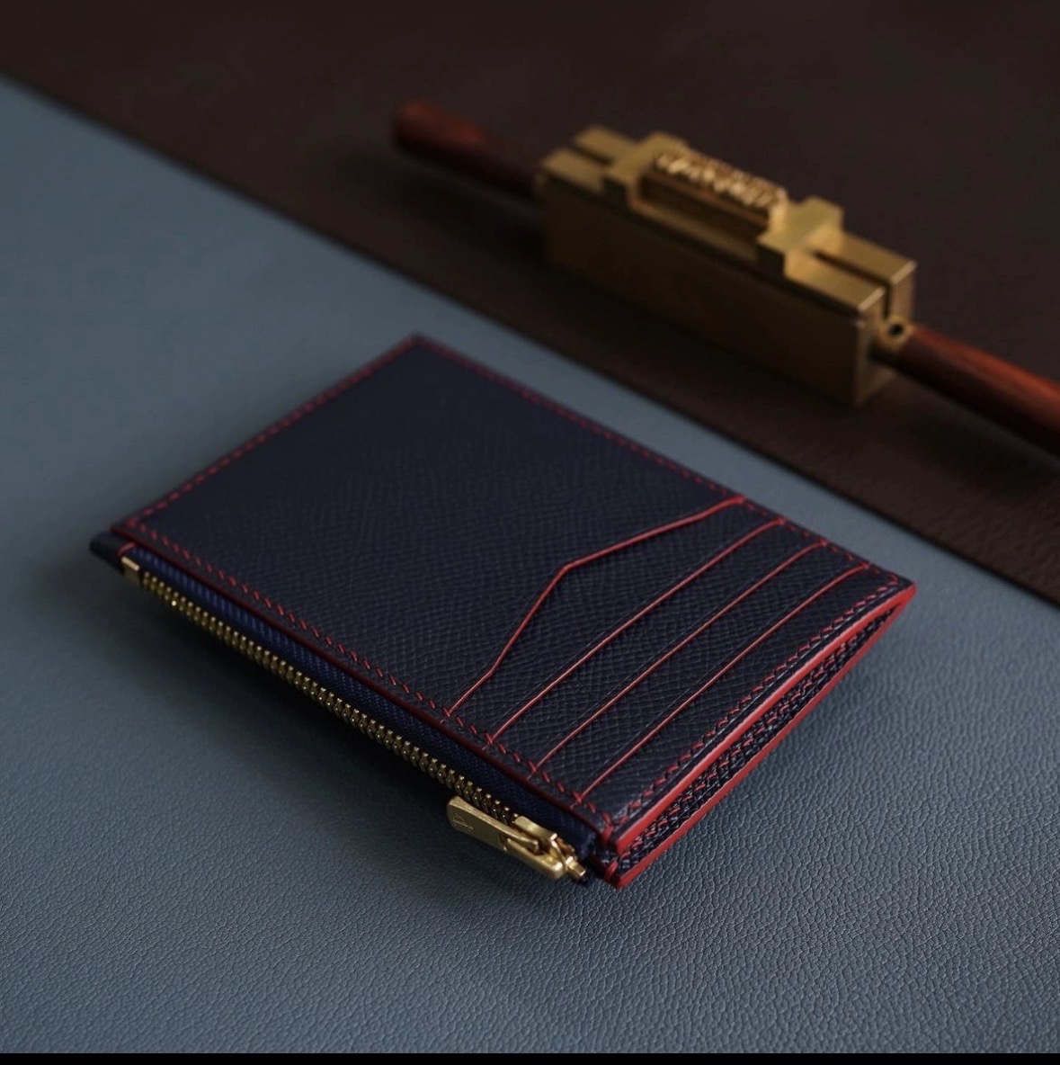 HIBBERS手工制作真皮撞色卡包