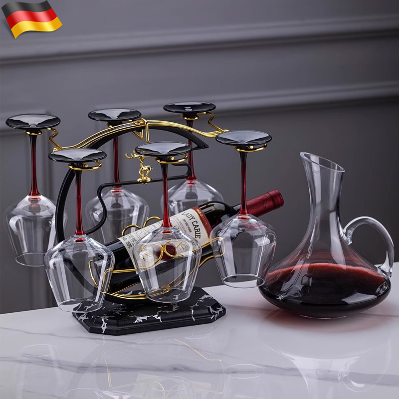 德国欧式红酒杯套装轻奢高档葡萄酒杯酒架醒酒器水晶勃艮第高脚杯
