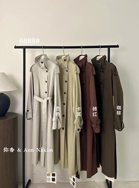 宽松长款风衣复古翻领