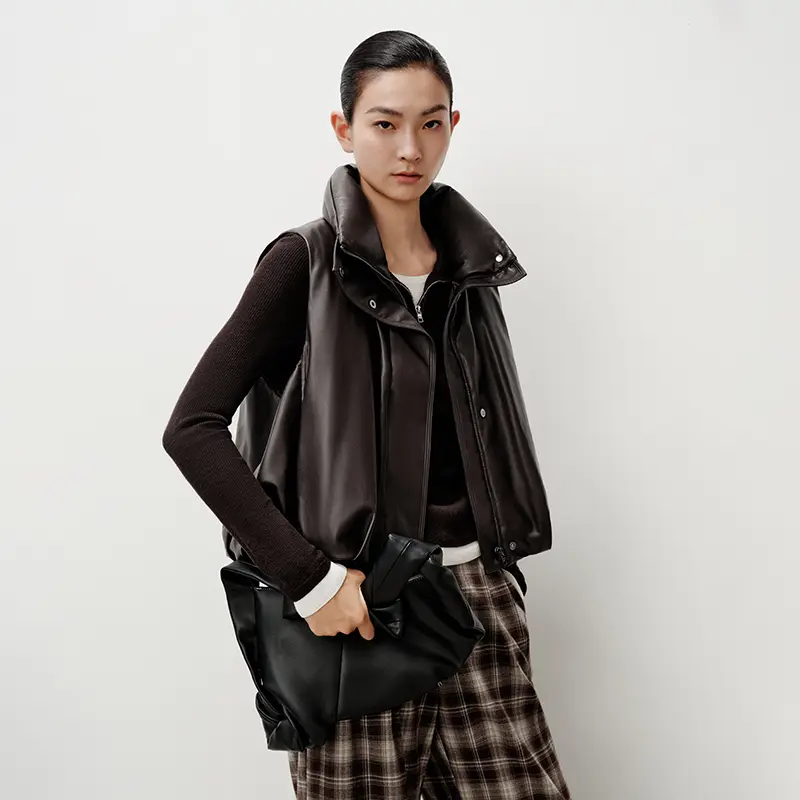 艾诺丝2025冬季新款立领羽绒马甲