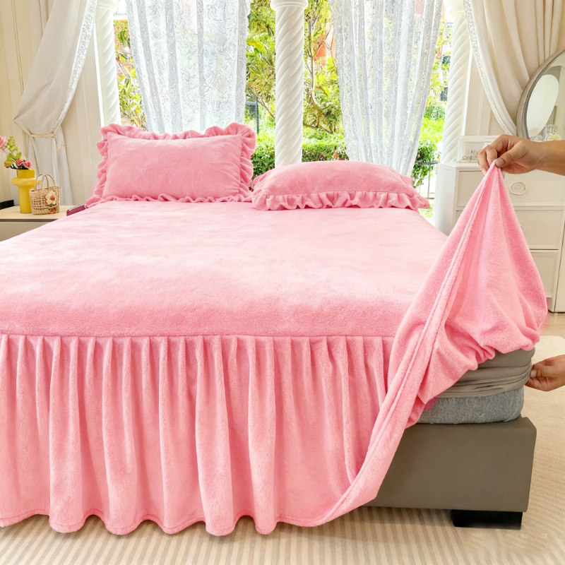 加厚牛奶绒床笠式床裙二合一床罩珊瑚绒席梦思防滑床垫保护套床套,床上用品,床裙,淘宝优惠券,粉丝福利购,淘宝优惠卷
