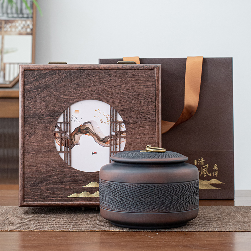 紫陶茶叶罐密封罐高档茶叶包装礼盒装空盒通用红茶绿茶礼品盒批发
