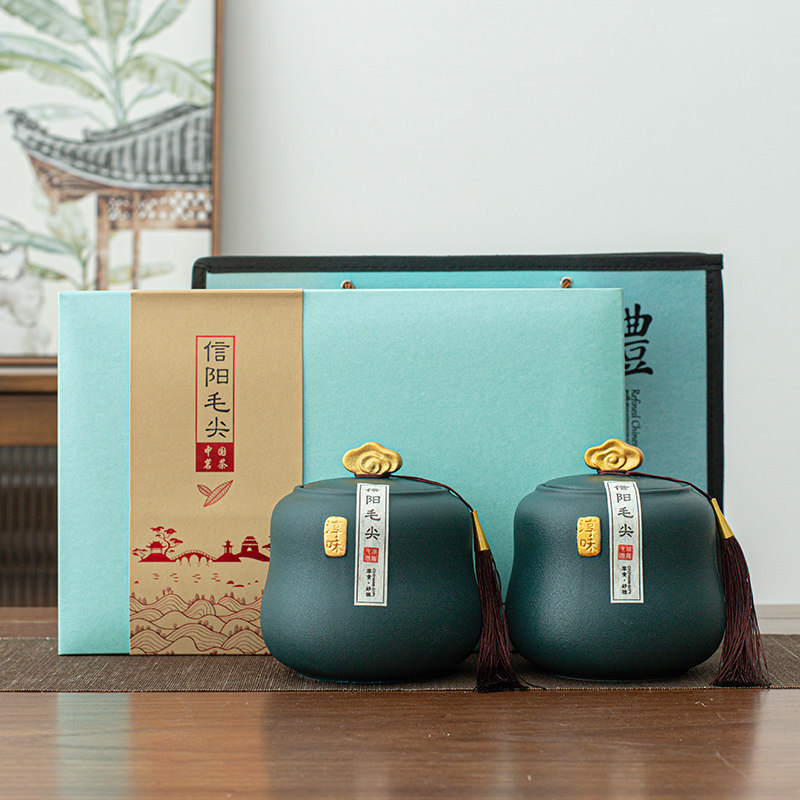 高档信阳毛尖包装盒空礼盒半斤装绿茶明前春茶陶瓷茶叶罐礼盒空盒,餐饮具,茶叶罐,淘宝优惠券,粉丝福利购,淘宝优惠卷