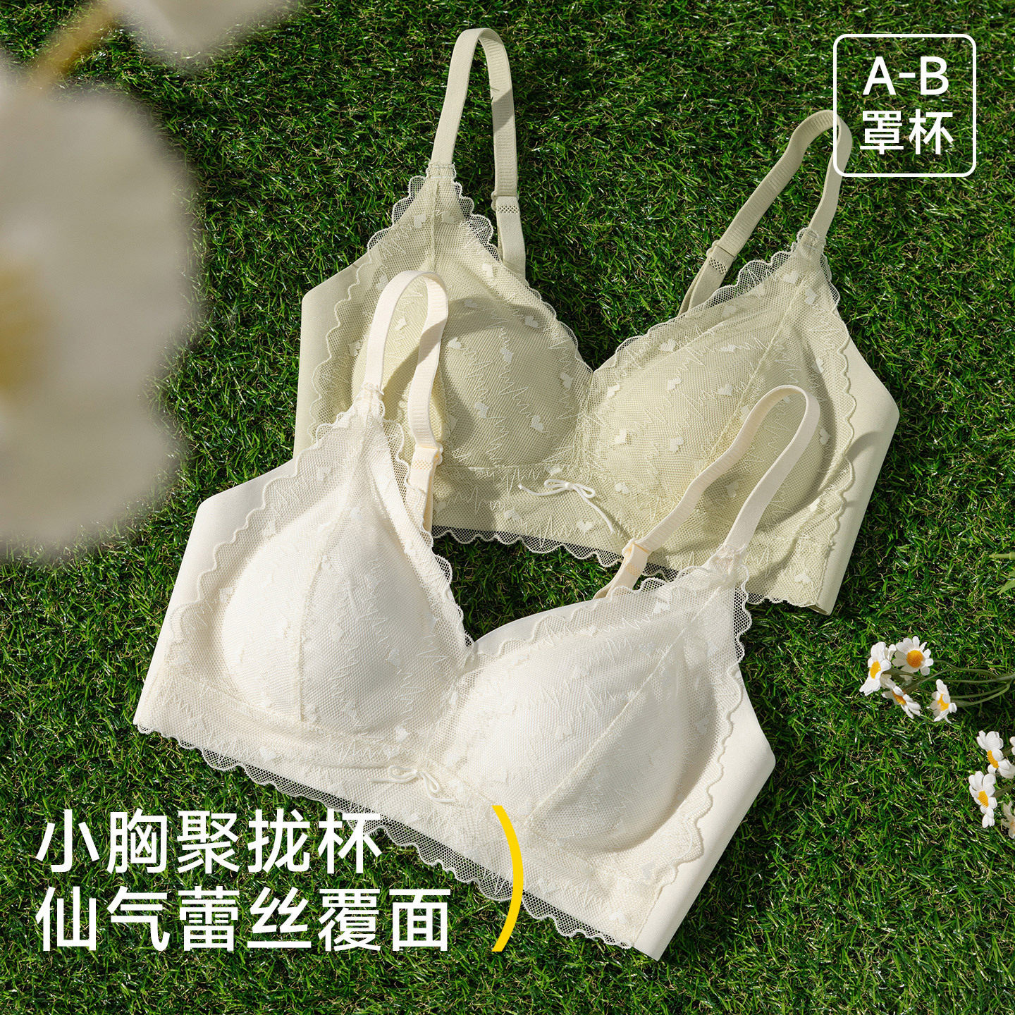法式蕾丝小胸聚拢无痕文胸