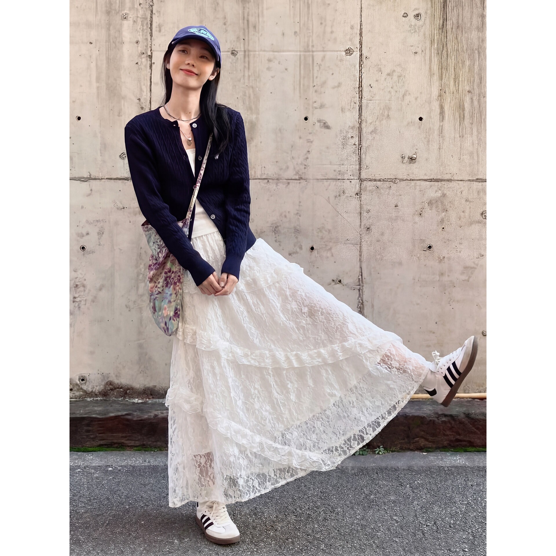白色蕾丝半身裙女春秋2026新款小个子a字半裙不规则蛋糕裙子长裙