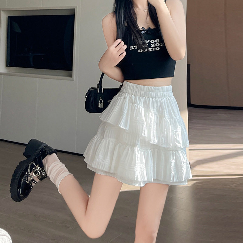 白色不规则蛋糕裙女夏季2026新款芭蕾风显瘦半身裙小个子a字短裙