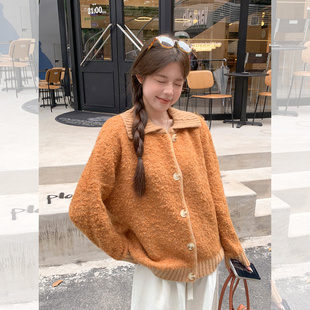 毛衣外套翻领宽松慵懒显瘦休闲女装 2025韩式 针织开衫 穿搭新款 秋季