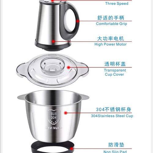 欧规美规英规110v中东南亚出口220v绞肉机不锈钢玻璃料理机