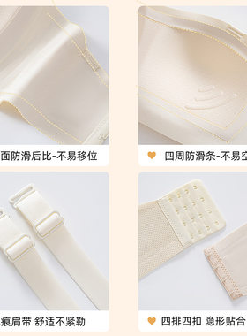 运动蹦迪抹胸无肩带内衣无钢圈聚拢防滑夏季薄款透气舒适文胸罩女