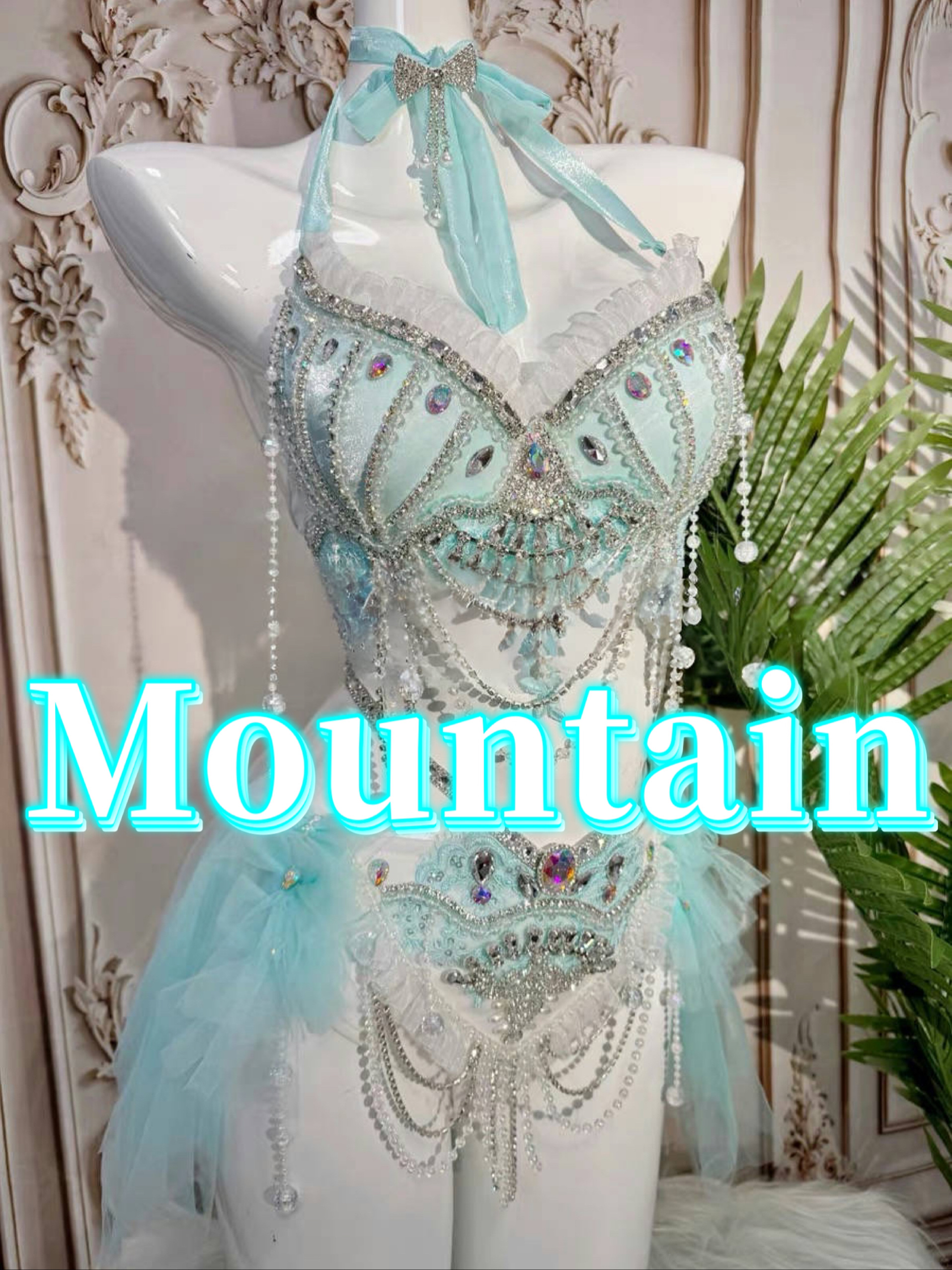 定制演出服夜店Gogo系列酒吧女满钻珍珠链条比基尼歌手DJ