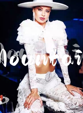 酒吧gogo演出服定制歌手白色蕾丝镂空性感辣妹套装酒吧gogo演出服