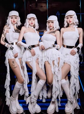 酒吧gogo演出服定制作秀白色辣妹气氛巡场爆点性感主题舞台ds秀